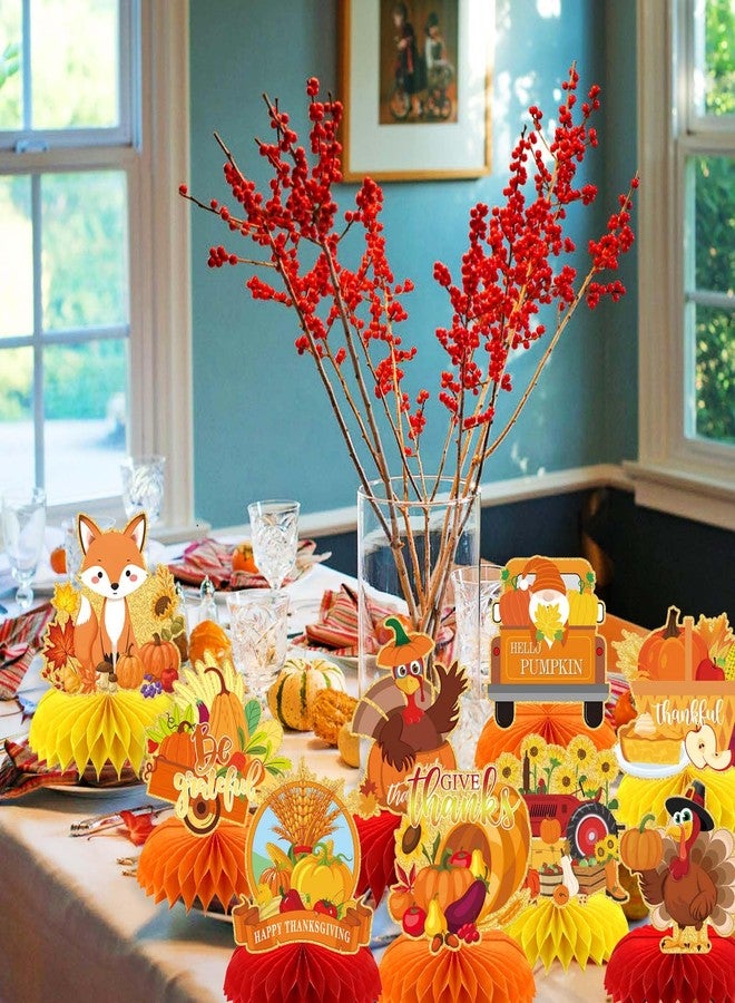 Qpout 9PCS Fall Party Decorations Honeycomb Centerpieces, Thanksgiving Table Centerpieces for Dinner Table, Autumn Honeycomb Decor for Friendsgiving & Fall Festival - Image 5